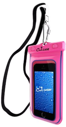 Floating Waterproof Case Pouch CaliCase Universal Pink Glow in the Dark - Perfect for Boating  Kayaking  Rafting  Swimming Dry Bag Protects your Cell Phone - IPX8 Certified to 100 Feet