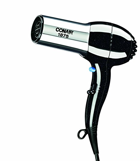 Conair 1875 Watt Full Size Pro Hair Dryer with Ionic Conditioning; Black/Chrome  (packaging may vary)