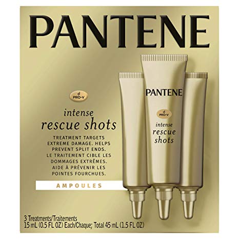 Pantene Pro-V Intense Rescue Shots Hair Ampoules for Intensive Repair and Treatment of Damaged Hair, 0.5 fl oz, 3-Count