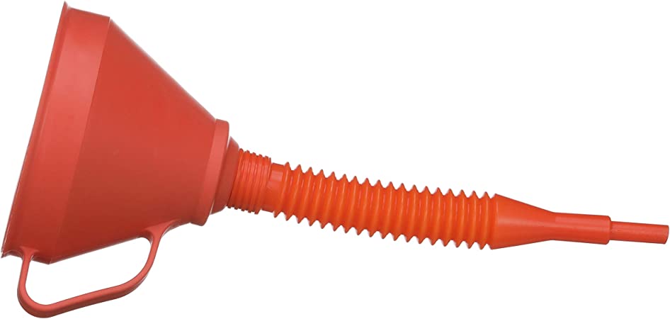 Attwood 14580-1 Marine Non-Splashing Filter Funnel with Handle and Long Flexible Nozzle, Red Finish