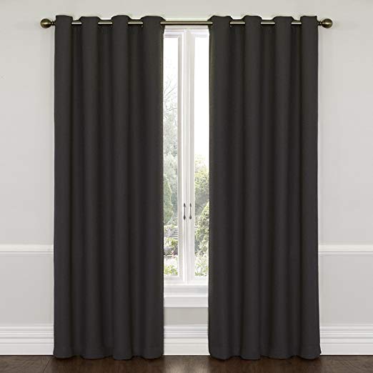 Eclipse Wyndham Thermal Insulated Single Panel Grommet Top Darkening Curtains for Living Room, 52" x 63", Charcoal