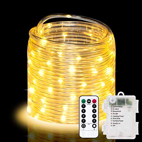 LED Rope Lights 32.8ft 100 LED Strip Lights Cosumina Waterproof Fairy Lights Dimmable LEDs for Garden Camping Party Decor Indoor Outdoor Landscape Lighting Patio Tree Light Rope Warm White