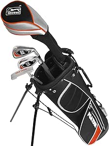 Left Handed PGA TOUR JR Orange 10 Piece Set - New Bag, Half Mallet Putter, Driver, Hydrid, 2 Headcovers, 7 Iron, 9 Iron, Wedge, Stand Bag, Cover