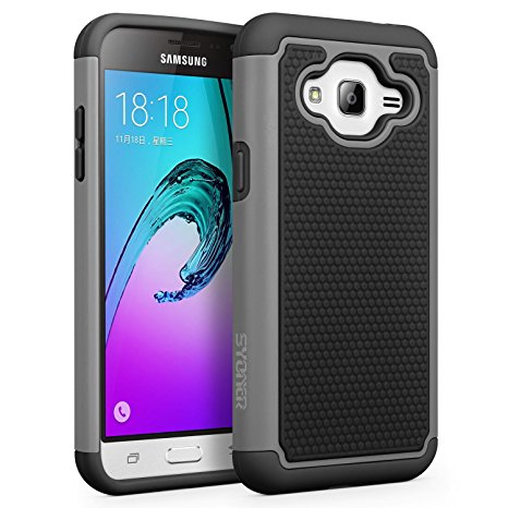 Galaxy J3 V Case, J3 Case, Galaxy Sol Case, SYONER [Shockproof] Hybrid Rubber Dual Layer Armor Defender Protective Case Cover for Samsung Galaxy Amp Prime / Express Prime [Gray/Black]
