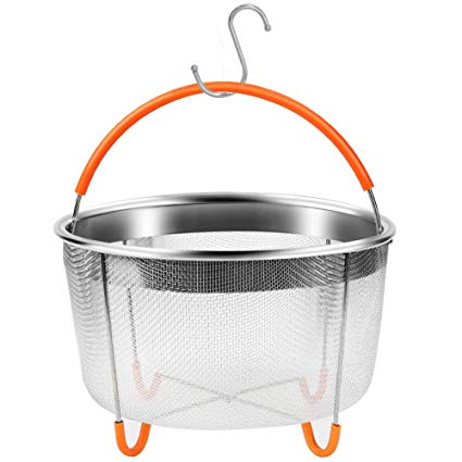 Instant Pot Accessories 6 Quart Steamer Basket, Stainless Steel Steamer Basket for 6qt & 8qt Instapot Pressure Cooker, Instant Pot Basket Insert with Silicone Handle for Vegetable, Meat and Egg