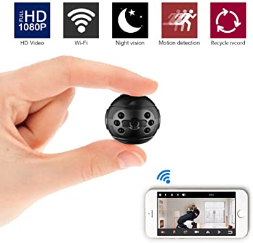 ZXWDDP Mini Spy Camera Wireless Hidden 1080P Portable Security Mini WiFi Camera with Infrared Night Vision Motion Detection Function is Suitable for Home/Office/Store/Car Security Monitoring