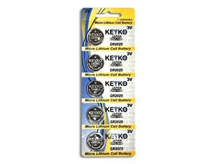 CR2025 3V Micro Lithium Coin Lithium Cell Battery 2025. Genuine KEYKO ® - 5 pcs Pack (1 Blister)