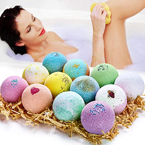 Bath Bombs Gift Set, Organic & Natural Bath Bombs, JOMARTO Handmade Bubble Bath Bomb Gift Set, Perfect for Bubble & Spa Bath, 12 x 2.8OZ Lovely Spa Bomb Fizzies for Women, Moms, Girlfriends