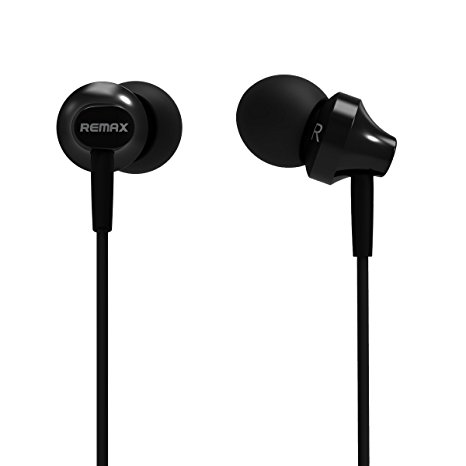 REMAX RM-501 Line Control In-ear Base-driven Stereophonic Earphone earbud with MIC and Call Settings Noise Isolating (Black)