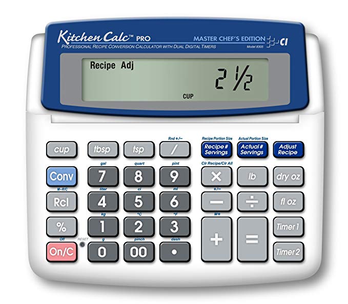Calculated Industries KitchenCalc 8305 PRO Master Chef Edition Recipe Conversion Calculator with Dual Digital Timer