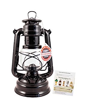 Feuerhand Hurricane Lantern - German Made Oil Lamp - 10" with Care Pack (Black)