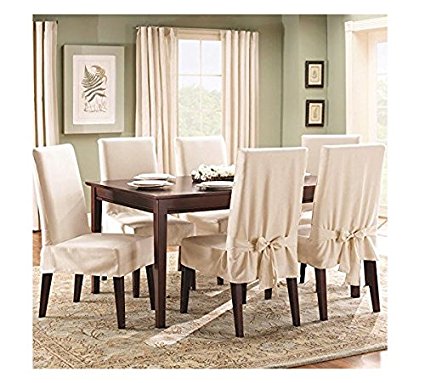 Sure Fit Duck Solid - Shorty Dining Room Chair Slipcover  - Natural (SF21079)