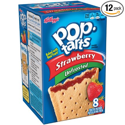 Pop-Tarts, (Not Frosted) Strawberry, 8-Count Tarts (Pack of 12) Net WT. 14.7 oz