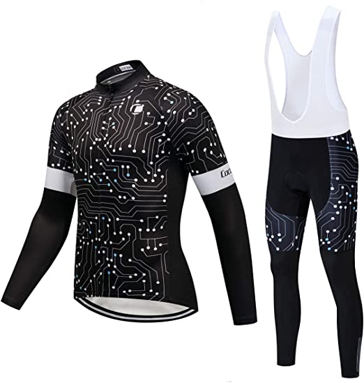 Winter Cycling Jersey Sets Thermal Fleece Bike Jersey   Bib Pants, Cycling Clothing Set for Men