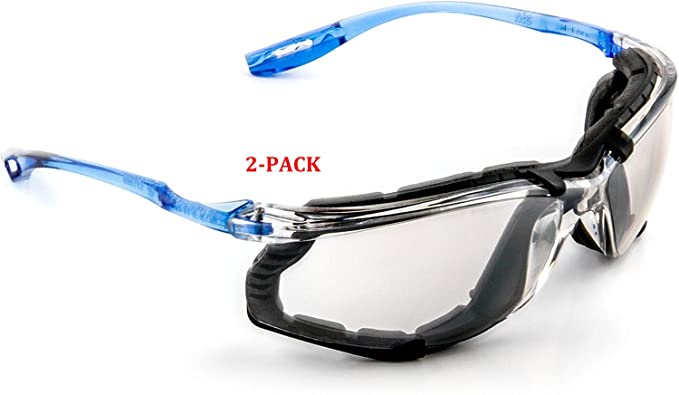 Safety Glasses, Virtua CCS Protective Eyewear 11874, Removable Foam Gasket, Anti-Fog, Indoor/Outdoor Mirror Lenses, Corded Ear Plug Control System (11874 (2-Pack))