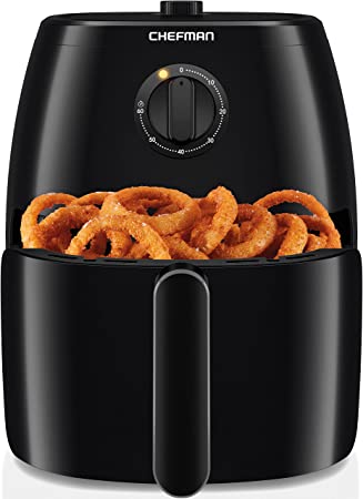 Chefman TurboFry 8-Quart Air Fryer, Integrated 60-Minute Timer for Healthy Cooking, Cook with 80% Less Oil, Adjustable Temperature Control, Nonstick Dishwasher-Safe Basket and Tray, Black