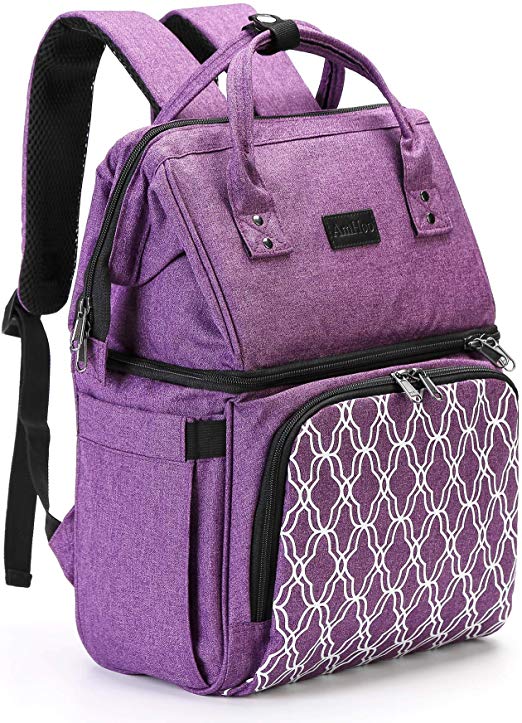 AmHoo Insulated Lunch Box Cooler Backpack Waterproof Leak-proof Lunch Bag Tote For Men Women,Hiking/Beach/Picnic/Trip with Strongest YKK Zipper,Purple