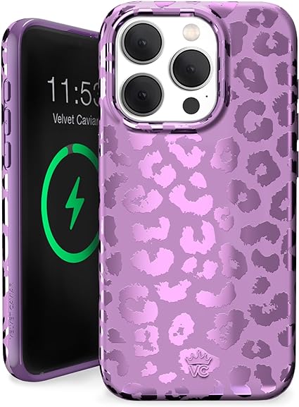 Velvet Caviar Compatible with Cute iPhone 15 PRO Case Purple Cheetah [8ft Drop Tested] Compatible with MagSafe - Protective Phone Cases (Amethyst Leopard)