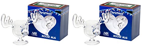 Christmas Eggnog Moose Mugs - Gift Boxed Set of 2 - Safer Than Glass