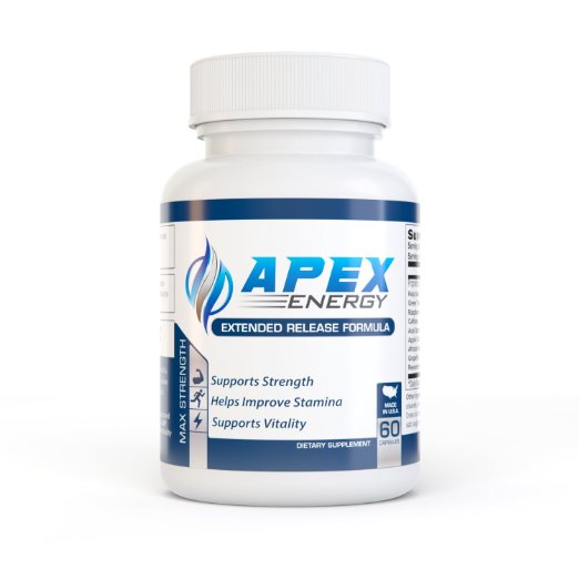 APEX ENERGY - Energy Pills - Caffeine Green Tea Apple Cider Vinegar Acai Berry African Mango Grapefruit Raspberry Ketones Kelp and Resveratrol