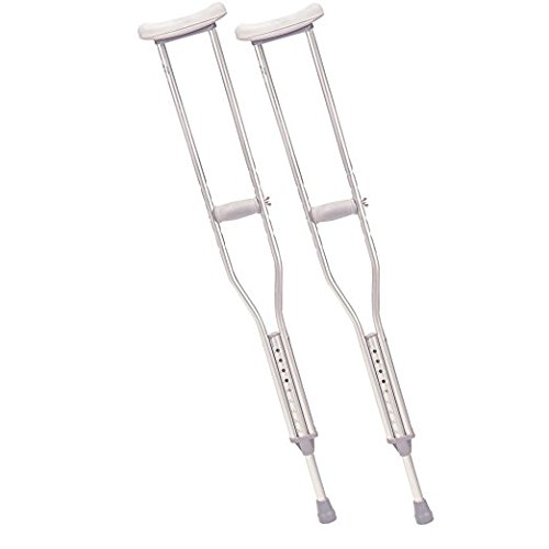 Drive Medical Aluminum Crutch with Comfortable Underarm Pad and Handgrip, Gray, Adult