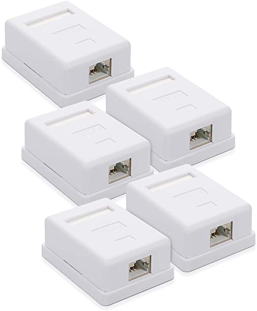 kwmobile Roseta RJ45 para Pared - 1 Puerto Ethernet CAT6A - Caja de Red para instalación en Superficie - Conector blindado para Internet en Blanco