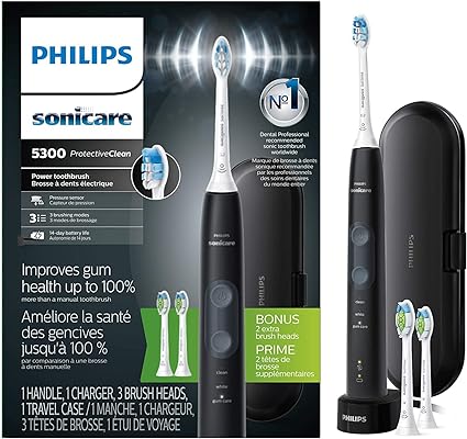 PHILIPS Sonicare ProtectiveClean 5300 Rechargeable Electric Toothbrush - Plaque Control with Pressure Sensor, Up to 2 Weeks Operating Time