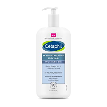 Body Wash by CETAPHIL, NEW Moisturizing Relief Body Wash for Sensitive Skin, Creamy Rich Formula Gently Cleanses and Gives 24 Hr Relief to Dry Skin,Hypoallergenic, Fragrance Free, 20 oz