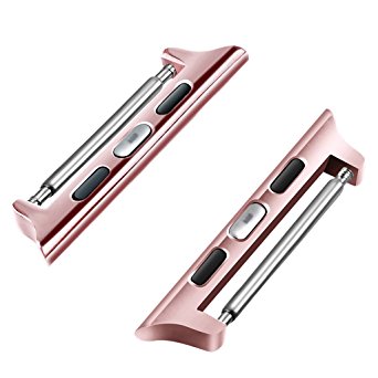 Wearlizer Metal Watch Band Clasp/connector for All Apple Watch Models. No Screws or Screwdriver Needed and Super Easy to Install - 38mm Pink Gold