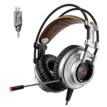 Xiberia USB Stereo Gaming Headset with Microphone for PC/Mac/Laptop - Silver