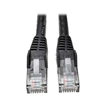 Tripp Lite Cat6 Gigabit Ethernet Snagless Molded Patch Cable 24 AWG 550MHz Premium UTP, Black, RJ45 M/M 35' (N201-035-BK)
