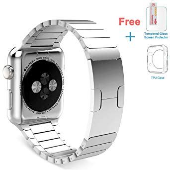 Eoso Stainless Steel Replacement Band Wrist Strap with Bracelet Clasp for Apple Watch Series 3/2/1 (2018 Bracelet Silver, 38 mm)
