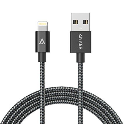 Anker 6ft Nylon Braided USB Cable with Lightning Connector [Apple MFi Certified] for iPhone 6s Plus / 6 Plus, iPad Pro Air 2 and More (Space Gray)