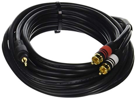 Monoprice 105600 15-Feet Premium Stereo Male to 2RCA Male 22AWG Cable - Black