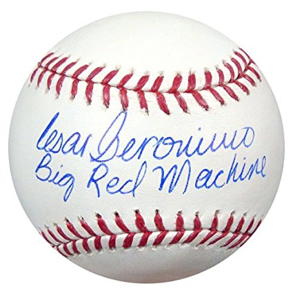 CESAR GERONIMO AUTOGRAPHED OFFICIAL MLB BASEBALL CINCINNATI REDS "BIG RED MACHINE" PSA/DNA STOCK #28134