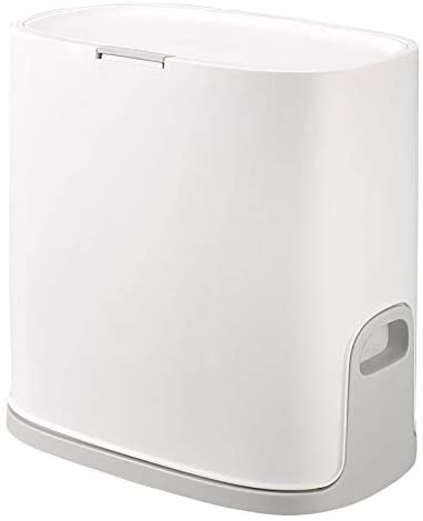 Cq acrylic 16L Double Barrel Slim Plastic Trash Can,4.2 Gallon Garbage Can with Press Top Lid,White Modern Waste Basket for Bathroom,Living Room,Office and Kitchen