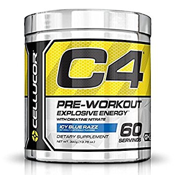 CelluCor C4 Icy Blue Razz Preworkout with Creatine, Nitric Oxide, Beta Alanine and Energy, 60 Servings