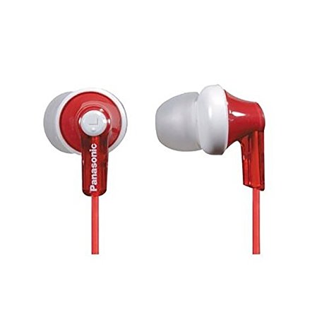 Panasonic ErgoFit In-Ear Earbud Headphones Dynamic Crystal Clear Sound, Ergonomic Comfort-Fit (Red)