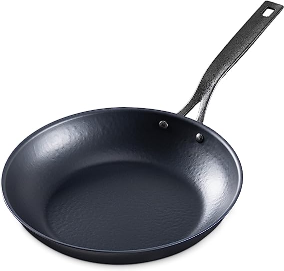 Navaris 28cm Carbon Steel Frying Pan - Non Stick Skillet Made from Carbon Steel and Cast Iron - Kitchen Pan for Cooking