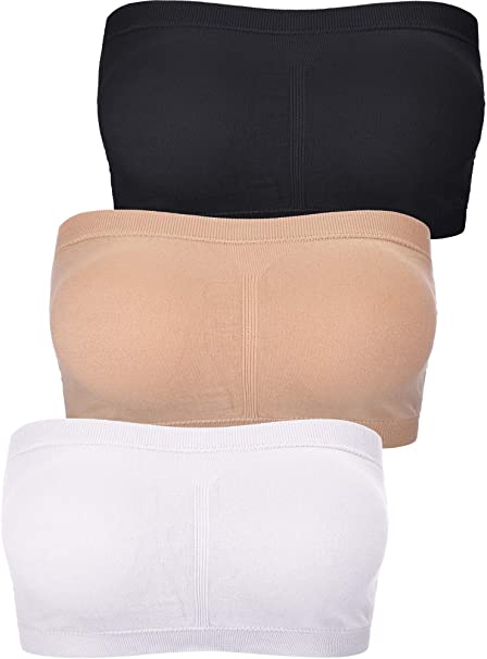 Women Bandeau Bra Padded Strapless Brarette Bra Seamless Bandeau Tube Top Bra