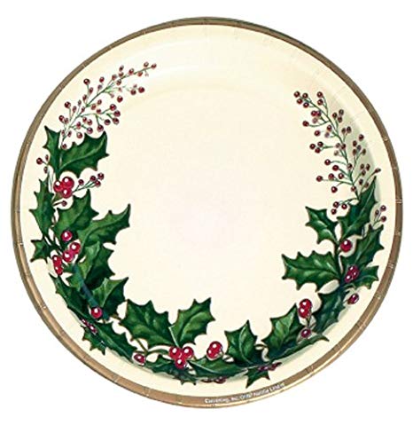 Creative Converting 79568 25 Count Winter Holly Paper Banquet Plates