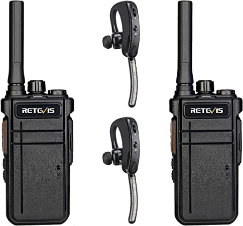 Retevis RB37 Bluetooth Walkie Talkies,Wireless Walkie Talkie Earpiece with Mic,2000 mAh,Type-C,Flashlight,2 Way Radio for School Church (2 Pack)