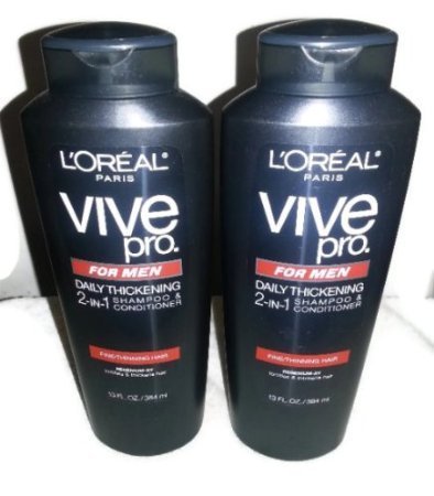 [2 Pack] - Vive Pro For Men 2-in-1 Shampoo & Conditioner for Fine/Thinning Hair (13 FL. OZ. Bottles)