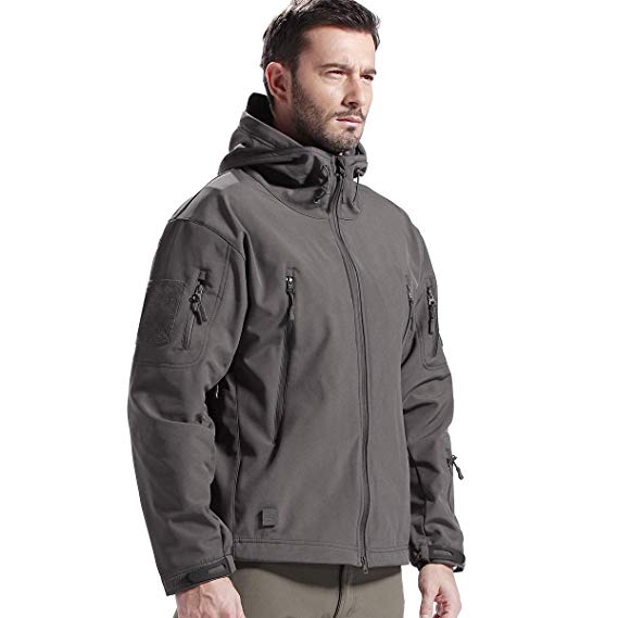 FREE SOLDIER Men's Jackets Outdoor Waterproof Softshell Hooded Tactical Jacket