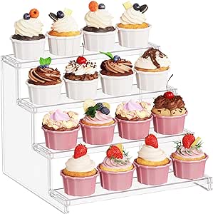 Lifewit 4 tier Clear Cupcake Stand, Display Shelf for Cupcake, Desserts, Figurines, Display Risers Stand for Holiday, Birthday, Wedding Party Decor,1-Pack,12inch