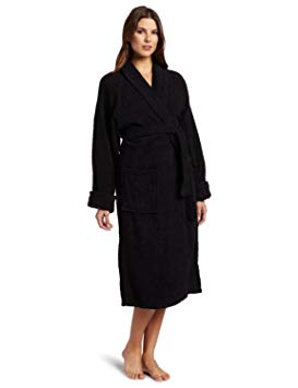 Superior Hotel & Spa Robe, 100% Premium Long-Staple Combed Cotton Unisex Bath Robe for Women and Men - Large, Black