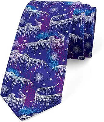 Ambesonne Necktie, Aurora Borealis Inspired, 3.7", Violet Blue Blue