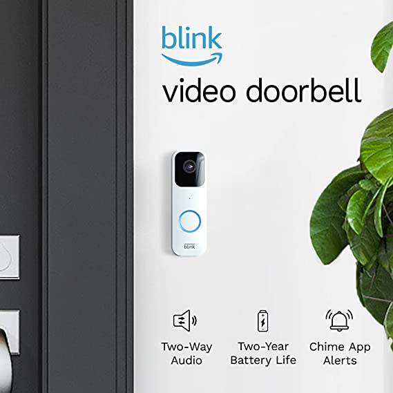 Blink Video Doorbell (White)   Mini Camera (White) with Sync Module 2 | Two-Way Audio, HD Video, Motion and Chime Alerts | Alexa Enabled