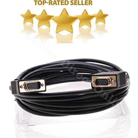 Premium SVGA (Super VGA) Monitor Cable, Male to Male, Top Quality, 3Ft - 100FT (SVGA, 15FT)