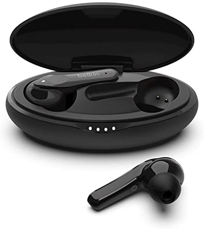 Belkin Wireless Earbuds, SOUNDFORM Move Plus True Wireless Bluetooth Earphones with Wireless Charging Case IPX5 Certified Sweat and Water Resistant with Deep Bass for iPhones and Androids and More